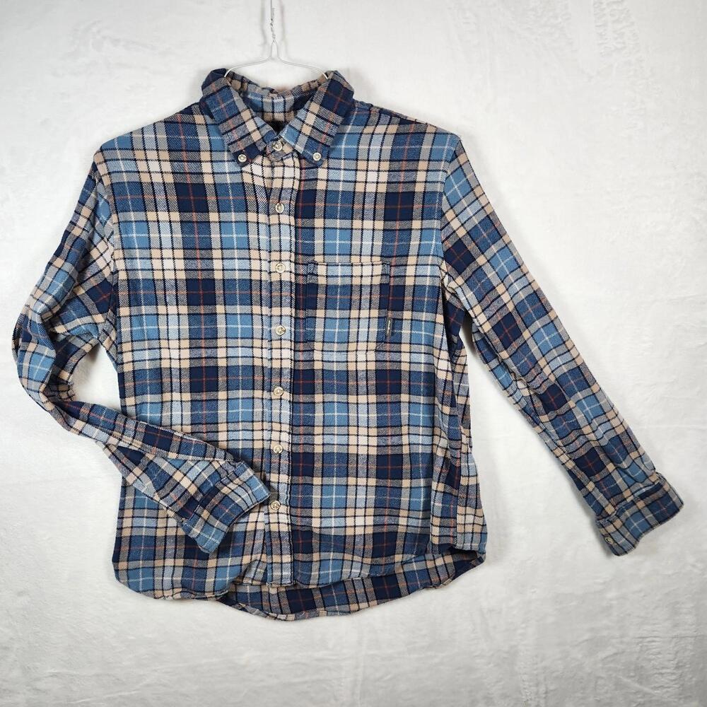 Eddie Bauer Blue Plaid Flannel Shirt Size Medium